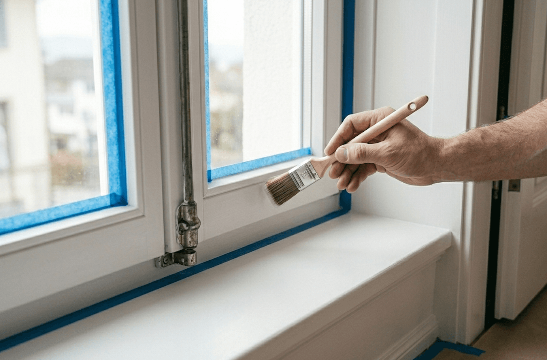 Fensterrahmen nach Holzwerk-Anstrich