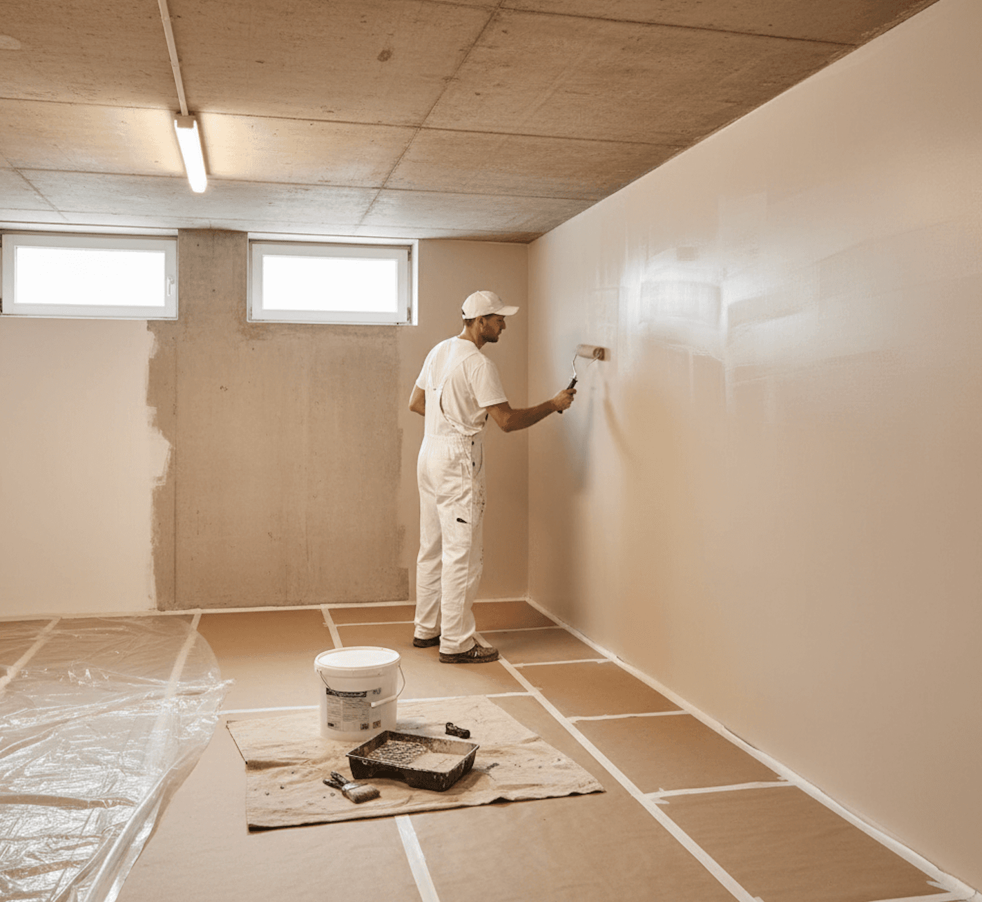 Frisch gestrichener Kellerraum