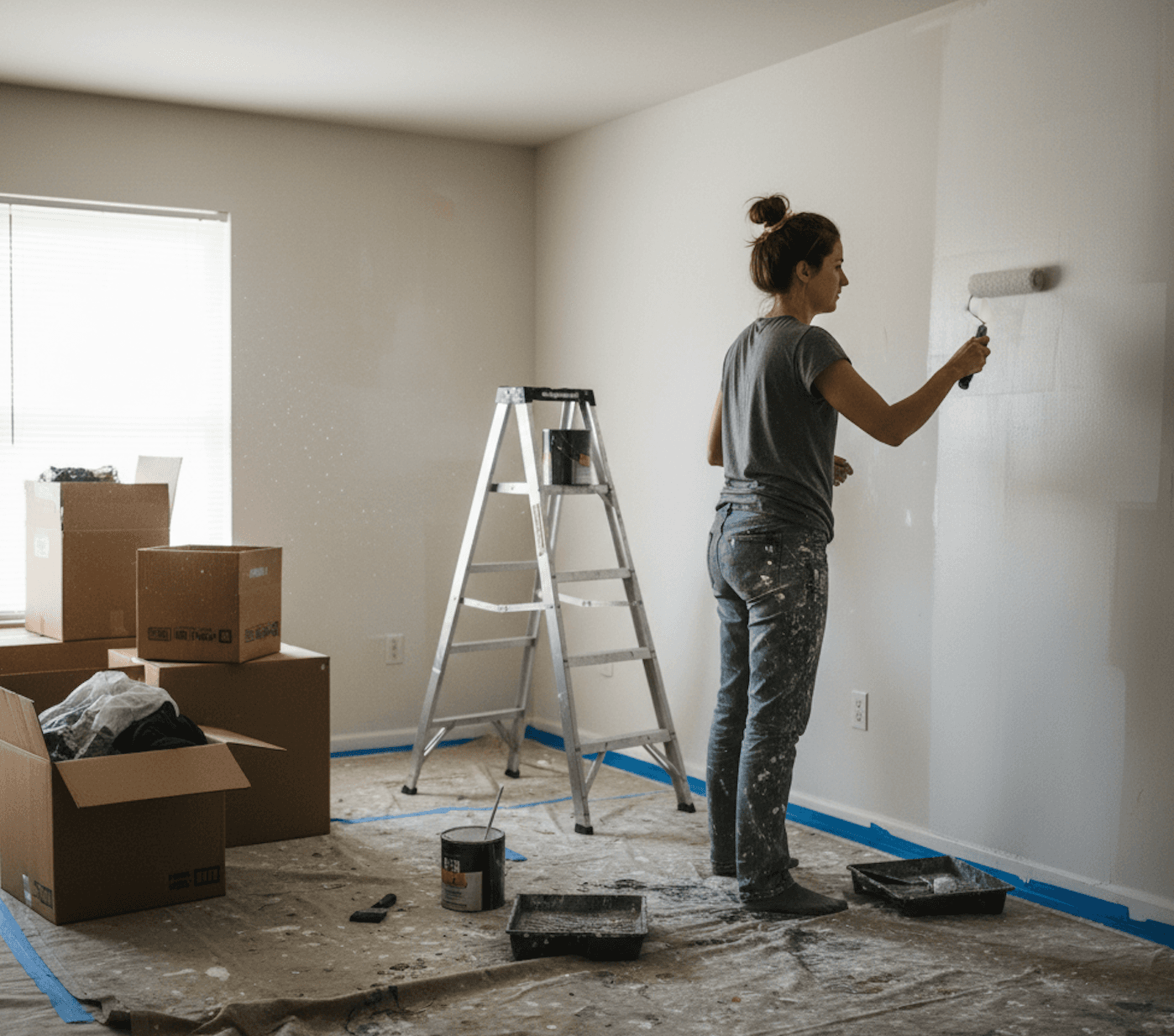 Raum mit gestrichenen Wänden vor der Einrichtung