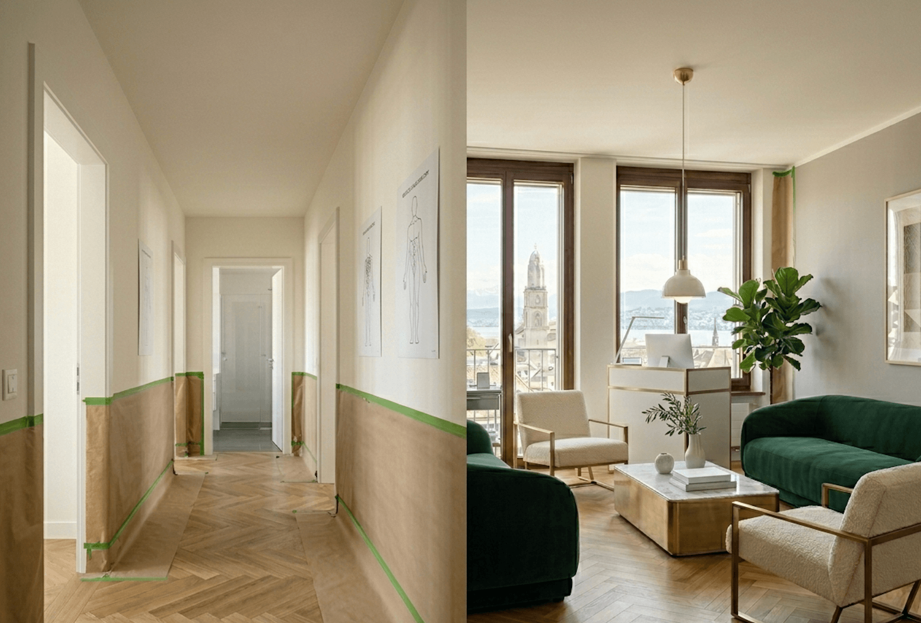 Empfangsbereich einer Praxis nach Anstrich