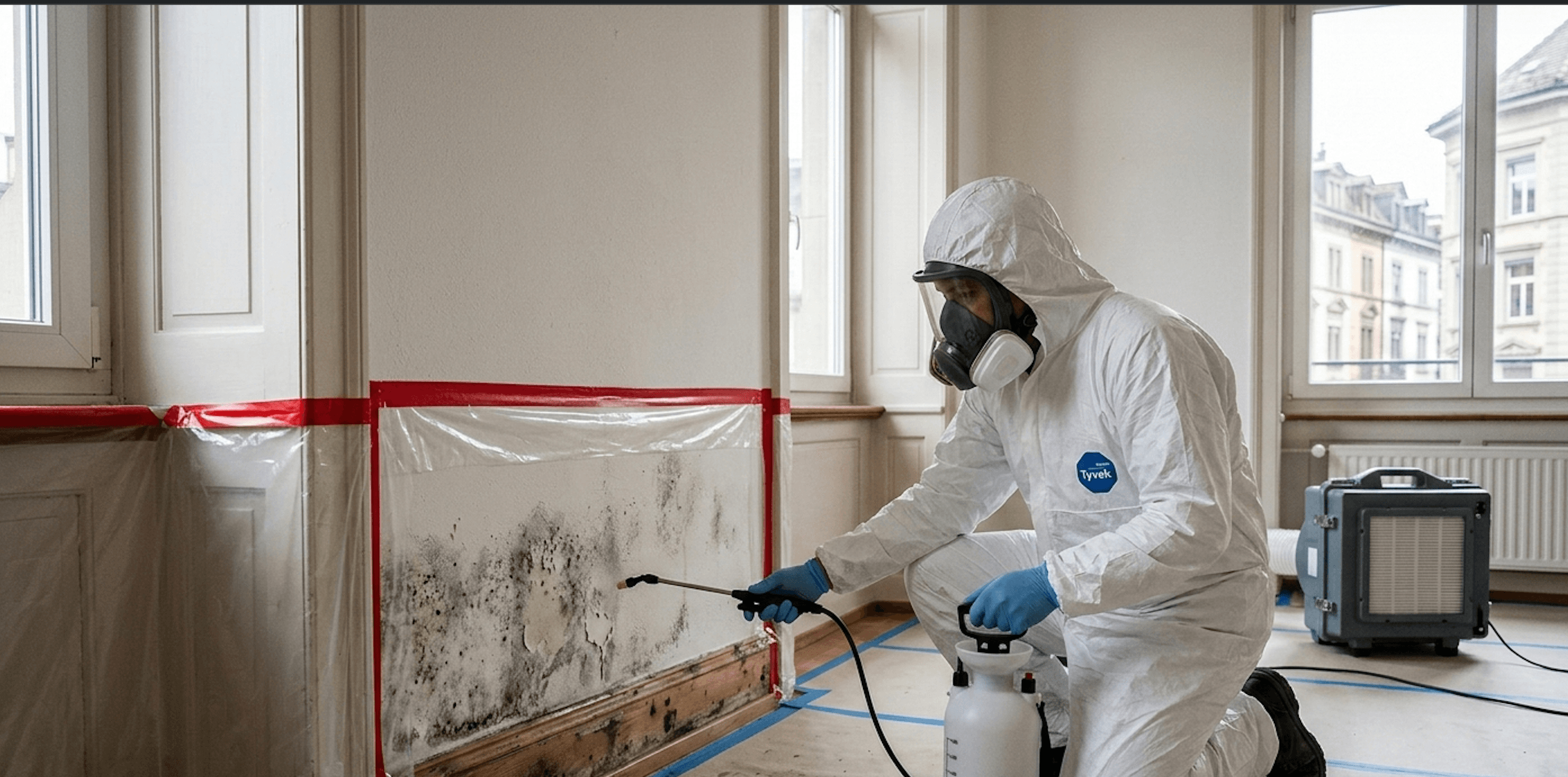 Schimmelwand vor der Sanierung