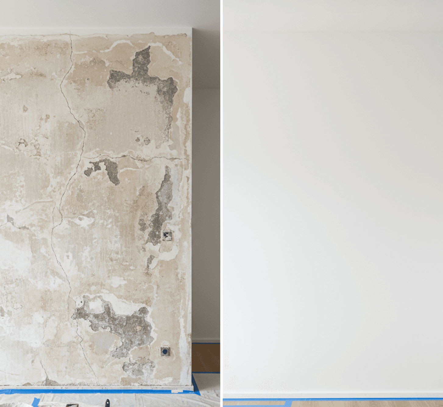 Geglättete Wandfläche bereit für den Anstrich