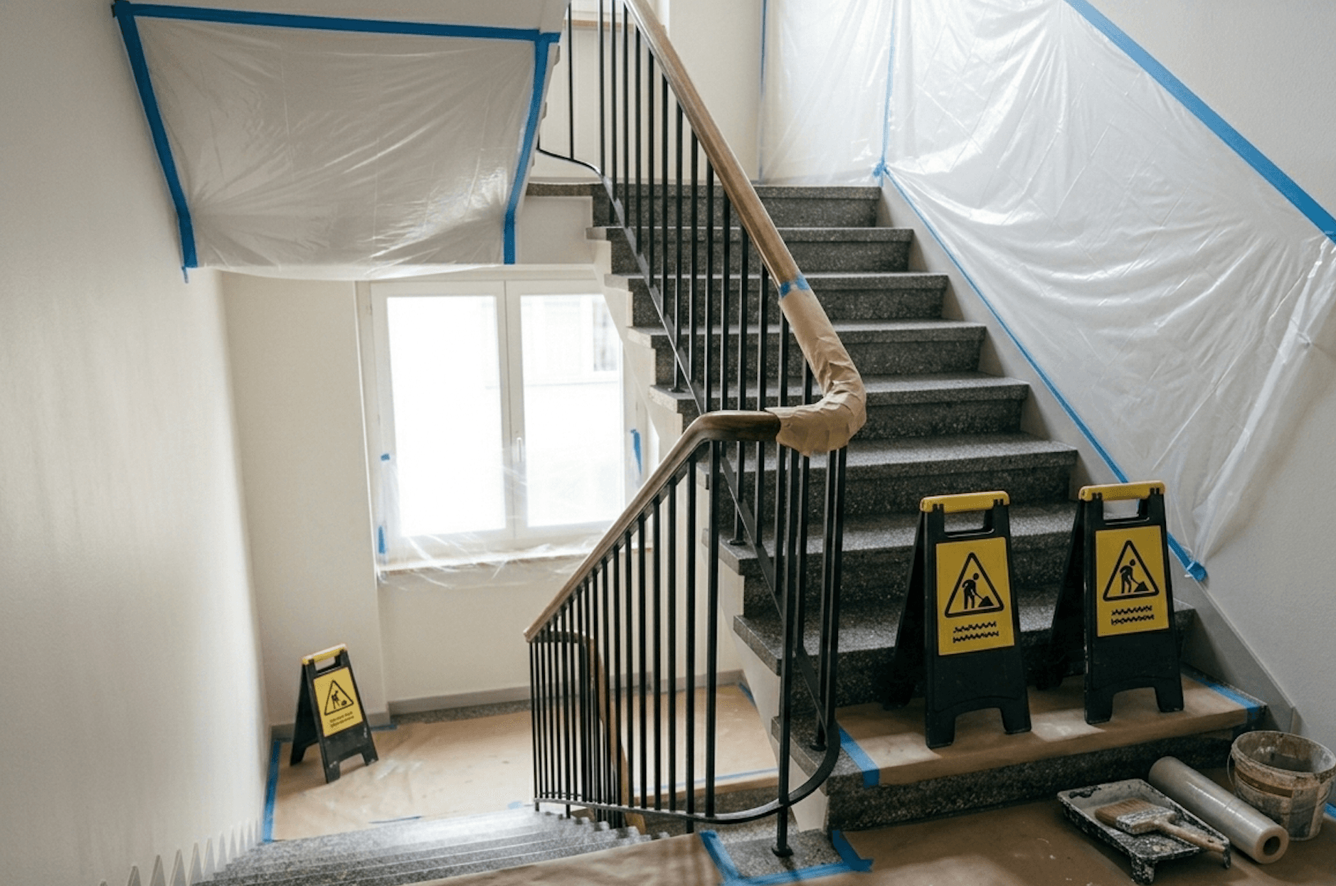 Fertiggestelltes Treppenhaus im Mehrfamilienhaus