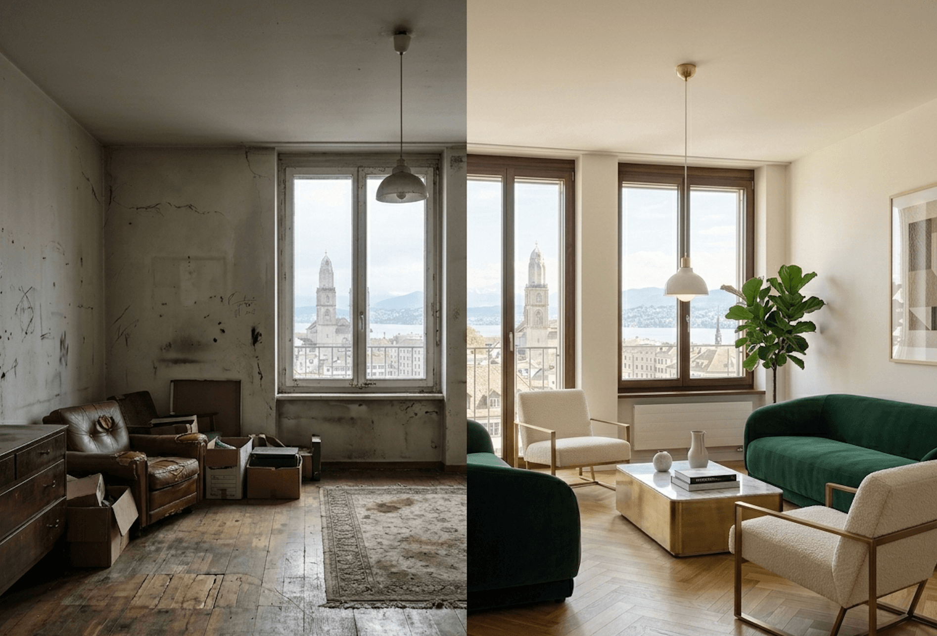 Heller Raum mit neutralem Verkaufsanstrich