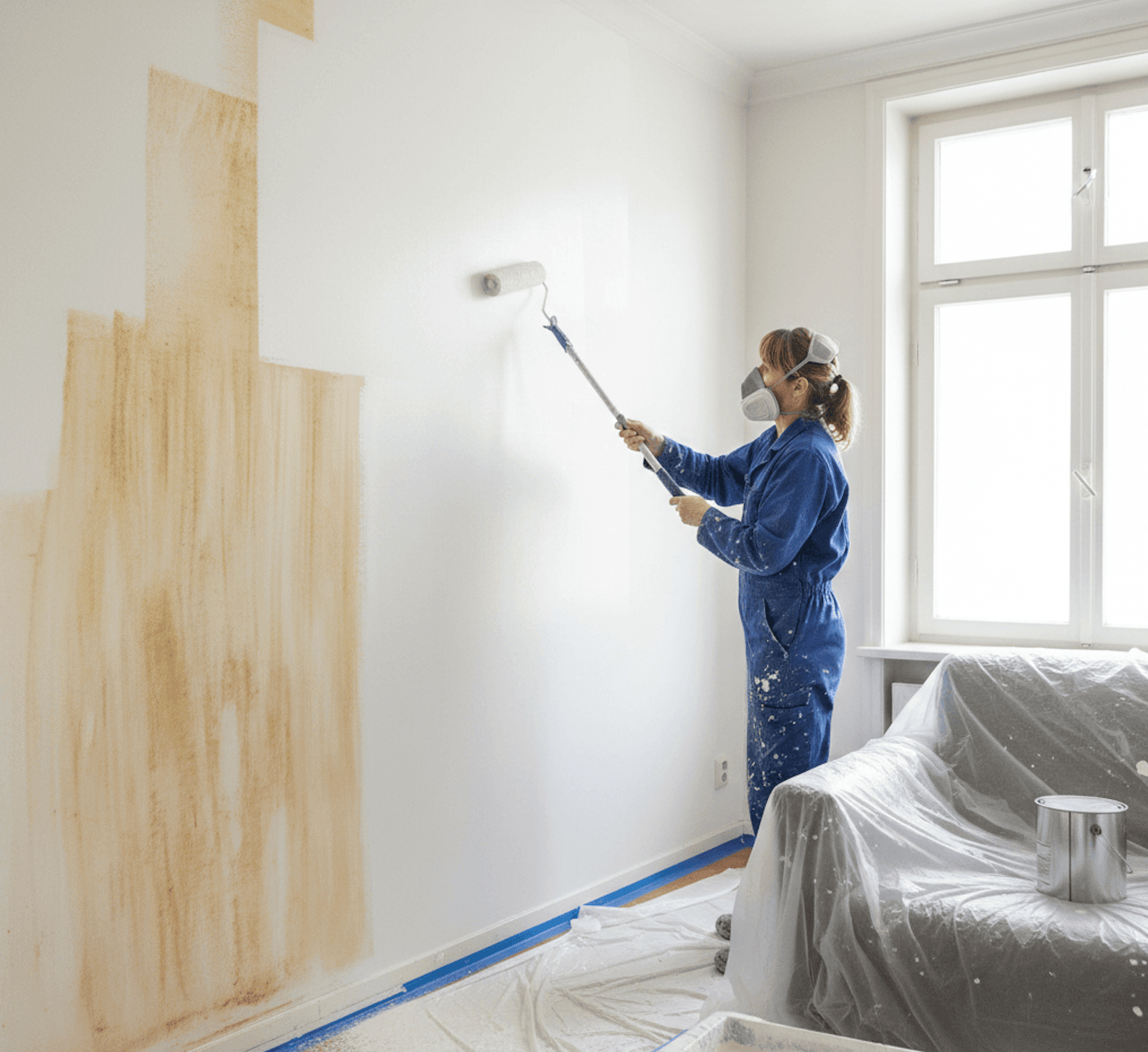 Sanierte Fläche nach Isolieranstrich gegen Nikotinflecken