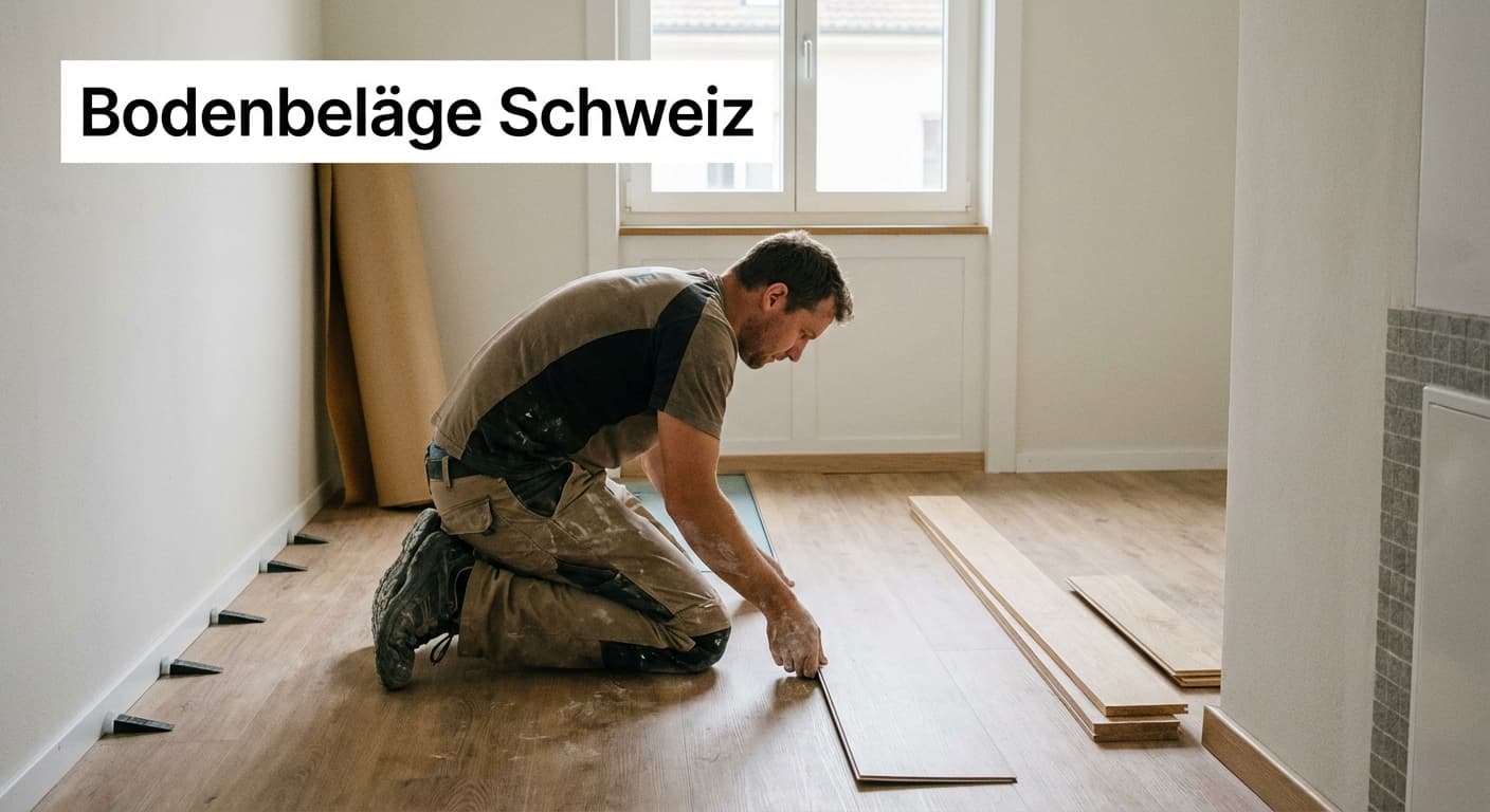 Bodenbeläge Schweiz: Klick-Vinyl wird in Zürcher Wohnung verlegt, Distanzkeile und Sockelleisten vorbereitet