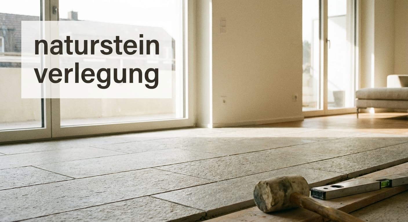 Naturstein verlegung in einem renovierten Wohnraum in Zürich mit sauber verfugten Platten und ruhigem Licht